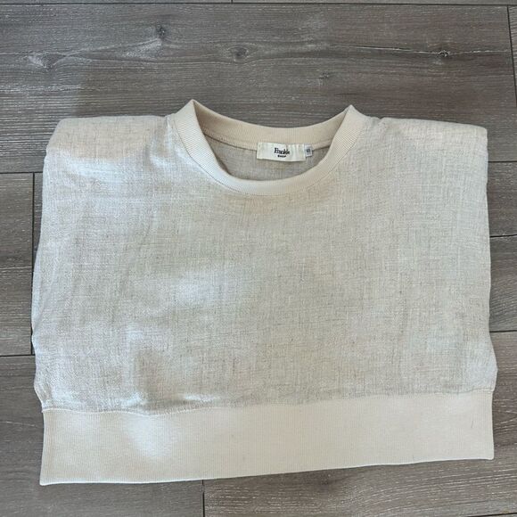 Frankie shop | Linen Padded Shoulder Jogger Set in Cream/Ecru - Picture 6 of 16